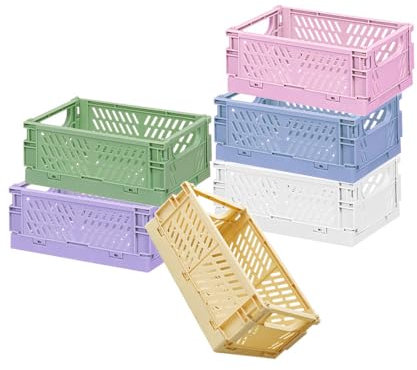Niaciswe Cesti Portaoggetti Pieghevoli 6 Pezzi Impilabile Pieghevole Cestini Scatola Portaoggetti Pieghevole Pieghevole Scatole Pieghevoli Contenitori Portaoggetti Piccolo Impilabile Cestini per Cas