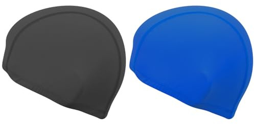 2 Lot de Bonnets de Bain pour Enfants, Bonnet Bain Confortable en Polyester, Bonnet Bain en Tissu Extensible, pour Bonnet Bain Enfants À Cheveux Longs et Courts Garçons et Filles