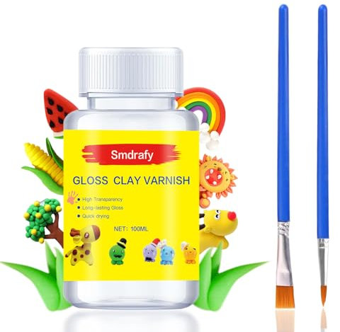 Barniz Para Arcilla,Barniz Arcilla Secado al Aire,Barniz de Arcilla Transparente Incoloro,Esmalte de arcilla de secado al aire ,Barniz Acrilico Brillante,Resistente al Agua Arañazos y al Polvo