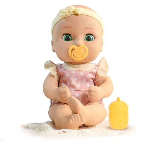 BE LOVED BABIES Gaby, Bambola Realistica, Ha una Pelle Morbida e Include un Ciuccio e un Biberon, Totalmente Articolato, Giocattolo per Bambini dai 18 Mesi in su