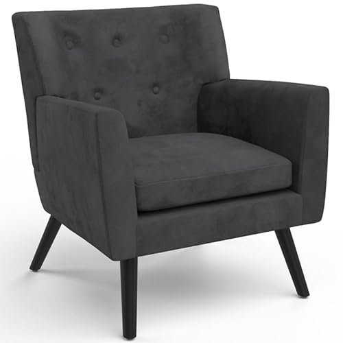 IDMarket - Fauteuil scandinave Anita en Velours Gris Anthracite
