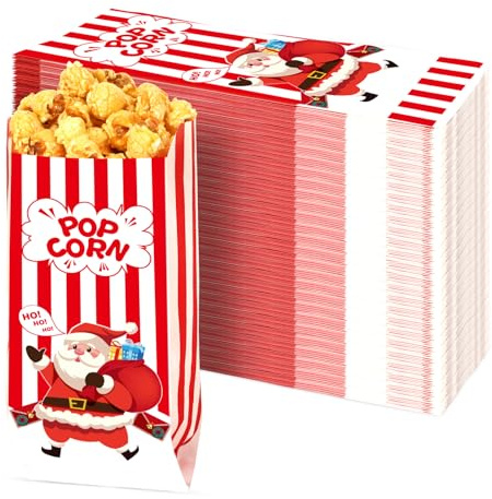 SEPGLITTER 100Pcs Christmas Popcorn Bags, Popcorn Box, Small Candy Paper Bags Party Machine Accessories for Bars Movie Nights