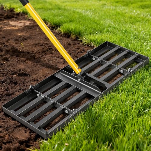 Joyhalo Lawn Leveling Rake, 30 Inch Yard Lawn Leveling for Soil with 78 Adjustable Steel Handle, Heavy Duty Effort Saving Landscape Lawn Leveler for Yard Garden Golf Course Soil Sand Dirt Grass