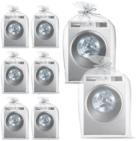 8 PcsSac Plastique Transparent Extra Larges, 90 x 120 cm Grande Sac Plastique Grand Sac de Rangement Transparent pour Rangement de Valises Bagages Meubles Couettes Vêtements Chaises