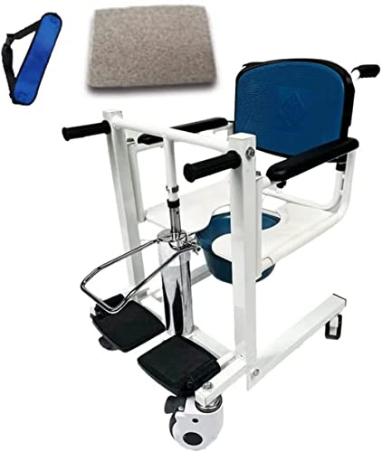 Sedia da trasferimento per pazienti, con sollevamento idraulico, portatile, con ruote per il trasporto domestico, per disabili, con sedile ribaltabile a 180°, comoda da comodino con vasca pe