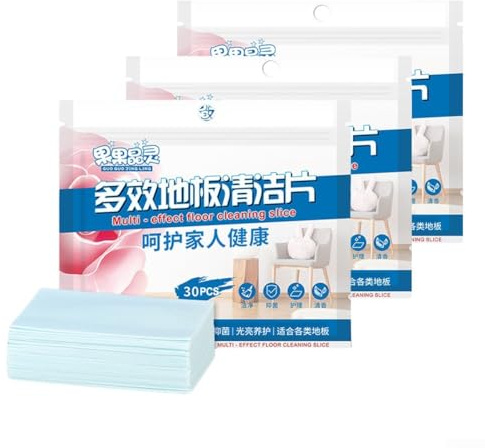 Besttoolifes Pastiglie per la pulizia dei pavimenti, solubili in acqua, per pavimenti in legno, marmo, laminato, piastrelle, rimozione profonda delle macchie, carta decontaminante (90 pezzi, blu)