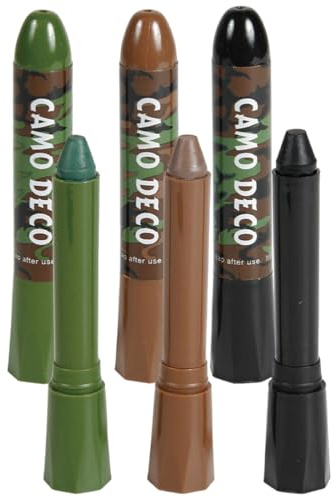 OIXYA 3 Pièces De Camouflage Kit De Peinture Visage, grimage militaire - camouflage militaire - - Faciale De Couleurs pour Le Visage Stylo Tactique, Maquillage Bodypainting (Noir, Brun, Vert)