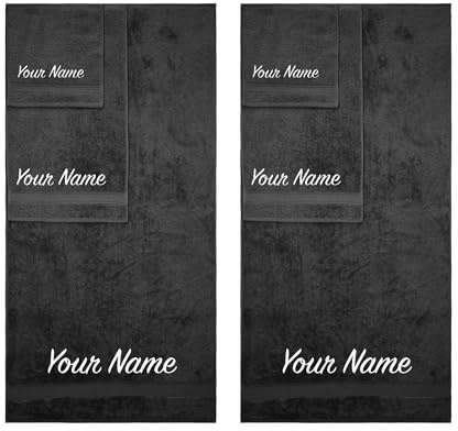 Personalized, Luxury Turkish Cotton Towels Easy Care, Extra Soft & Absorbent, Hotel & Spa Quality, Kitchen & Bathroom Turkish Towels by La Hammam (Charcoal, 6 Pieces Towel Set)