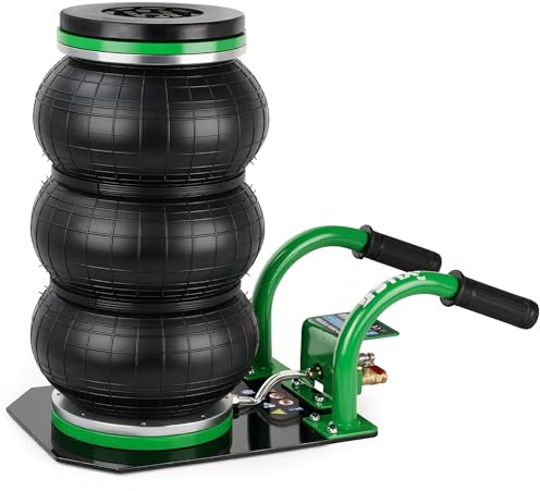 Pneumatisk domkraft 3,5T – tryckluft domkraft 130–430 mm – kompakt luftjack med kort handtag – 5-vägs teleskop, EU säkerhetsventil – för personbilar SUV verkstad