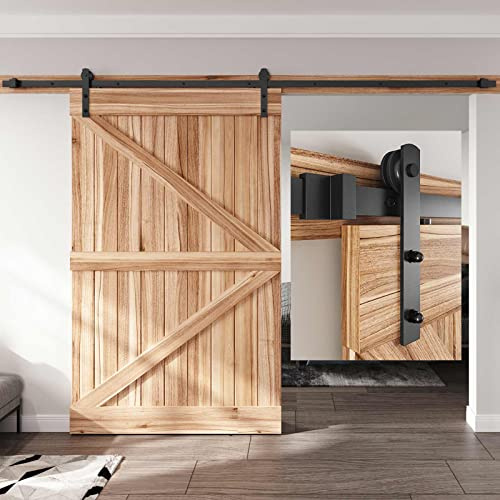 EaseLife 10 FT Sliding Barn Door Hardware Track Kit,Straight Pulley,Slide Smoothly Quietly,Easy Install (10FT Track Kit for 60 Wide Single Door)
