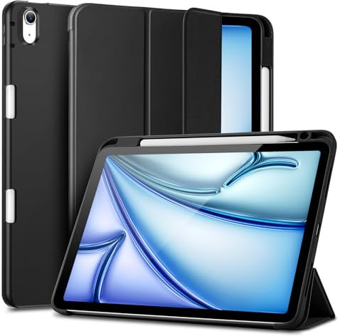 ESR für iPad Air 11 Zoll M3/M2 Hülle, iPad Air 7/6/5/4 Hülle (2025/2024/2022/2020) mit stifthalter, 10,9 Zoll Case, Flexible Weiche Hülle, Rebound Serie, Schwarz