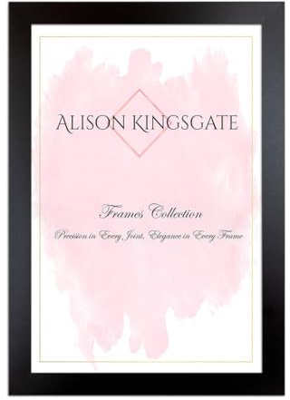 Alison Kingsgate Sleek BLACK 12X8 Picture Frame for Photos & Certificates | Engineered Wood, Shatterproof Perspex Front, Ideal for Wall Art & Tabletop, Posters, Documents & Home Décor