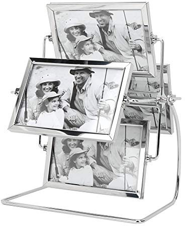 Cornice portafoto girevole a 360 gradi, con ruota panoramica, da tavolo, vintage, con ripiano inferiore stabile e rack rotante, cornice orizzontale per foto da 15,2 x 10,2 cm