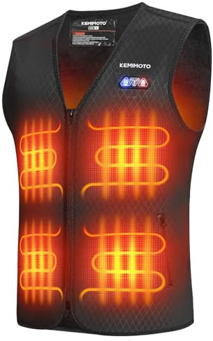 KEMIMOTO Beheizbare Weste Herren, Beheizte Weste mit 8 Heizzonen, 3 Einstellbare Wärmestufe, USB Eletriksche Heizweste für Skifahren, Angeln, Motorrad, Camping, Outdoor Ativitäten