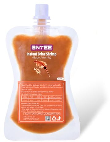 BNYEE Instant Fish Food - Consisting of Non-Living Baby Brine Shrimp for Fry/Larvae Fish, Small Fish, Corals, Jelly Fish, Seahorses, and Invertebrates