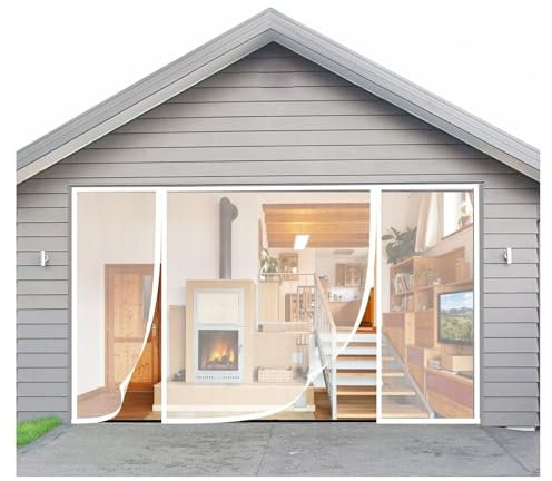 FliegengitterTür, Magnetvorhang Doppeltür 220x205cm Mückenschutz Ideal für die Schiebetür Balkontür und Terrassentür ，Weiß