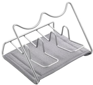 Avilia Scola Bottiglie e Tazze con 2 Scomparti - Asciugabottiglie con Tappetino Raccogli Gocce in Microfibra, Struttura in Metallo, Colore Argeto, 20x17x13 cm