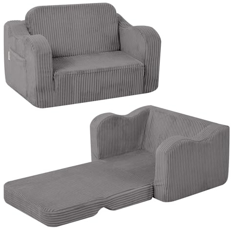 MeMoreCool Sofá Infantil de Terciopelo para Niños, Silla Cama Plegable para Niños Pequeños, Sillón Infantil Desmontable para Sala de Juegos, Cómodo Reclinable Convertible para Bebé para Niñas y Niños