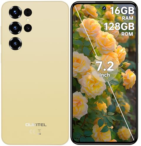 OUKITEL C68 Smartphone 2026 Android 15-7,2 HD+ 120Hz Telefono - 16GB RAM + 128GB ROM/1TB TF Cellulare 6000mAh 64MP+8MP Cellulari e Smartphone Dual SIM 4G /Face ID/Fingerprint/OTG Oro