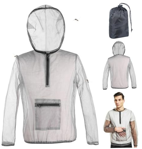 Xweptuy Bee Jacket Sting Proof Beekeeping Jacket Ventilated Mesh Net Bee Suit Half Zipper Beekeeper Suit with Pockect and Elastic Cuffs for Men & Women XL
