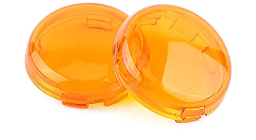Keenso Juego de 2 lentes de luz intermitente para lentes de motocicleta, diseño redondo, compatible con Deuce 1986-15 plástico intermitente naranja
