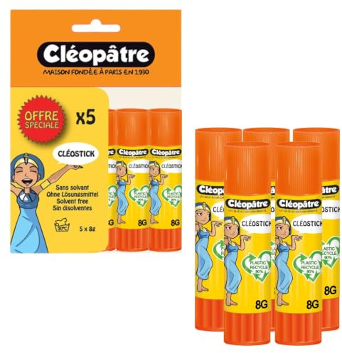 Cleopatra-BL5BA8-CléoStick-Blister 8 g transparent lim, set med 5 8 g pinnar.