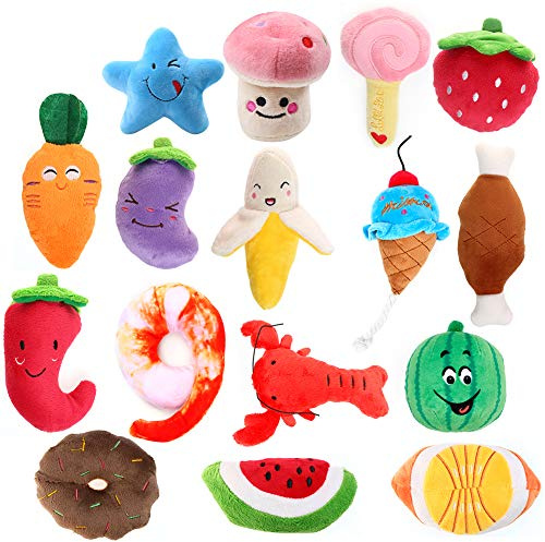 Y-Step Plush Vocal Dog toy-16 Pcs Durable Pet Puppy Chew Toy Set for Small Medium Large Dogs