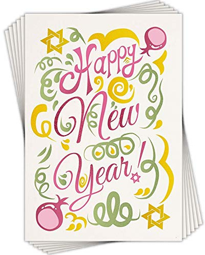 Davora Jewish New Year Greeting Cards with Envelopes, Pack of 6