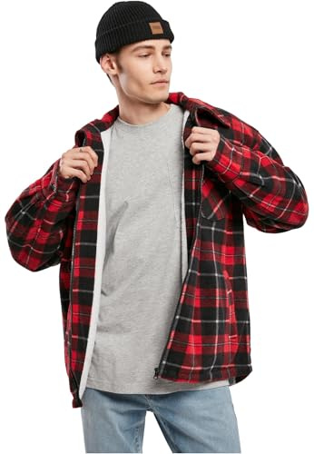 Urban Classics Chaqueta con Forro de Oso de Peluche, Rojo, Negro, M para Hombre