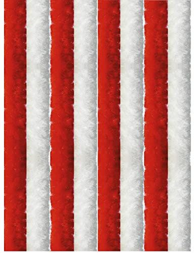 Arsvita Rideau en molleton 160 x 220 cm en bandes rouges – blanc, parfait protection contre les insectes et les regards indiscrets pour votre porte de balcon et de terrasse, plusieurs couleurs