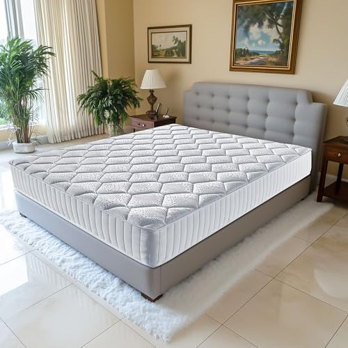 Literie Julien Matelas Marie a Ressorts Ensaches + 3,5 cm Matelas Face de Contact Latex en 70 Kg/m3 + Alese 140x190 Hauteur +/- 25,5 cm - Accueil Moelleux - Soutien Equilibre - 5 Zones de Confort -