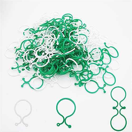 Pflanzenklammern, CTRICALVER 200 pcs Pflanzenringe Kunststoff, zur Unterstützung und Befestigung von Pflanzen (Grün+Weiß)