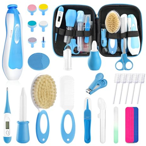 Baby Healthcare and Grooming Kit for Newborn Kids, 32PCS Upgraded Safety Baby Care Kit, Newborn Nursery Health Care Set, Baby Electric Nail Filer Kit, Infant Baby Care Products