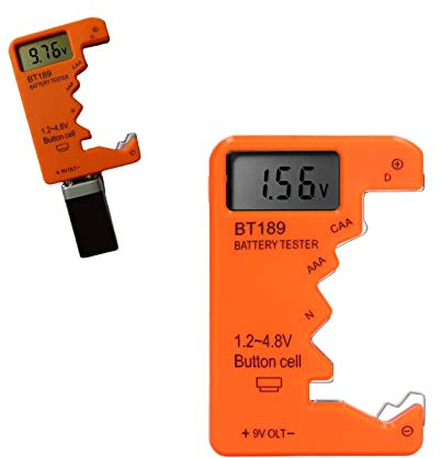 Testeur de Batterie LCD - Vérificateur Numérique Précis pour Piles AA AAA 9V 1.5V, Idéal Maison Bricolage avec Affichage Clair et Design Ergonomique Orange