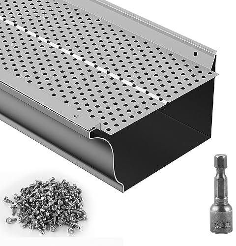VEVOR Grille de Protection Gouttière 152 mm Pare-feuilles pour Gouttières Aluminium 26PCS Longueur Totale 31,7 m Trou 4 mm Épaisseur 0,5 mm Protège-gouttière Anti-feuille pour Tout Type Toit Gouttière