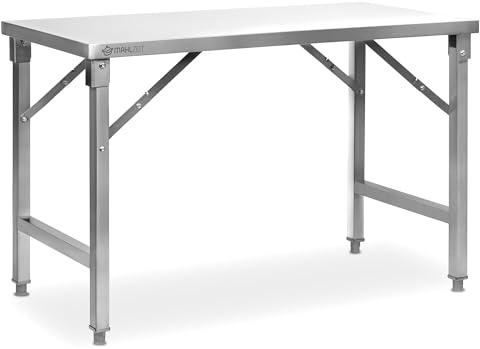 Mahlzeit Table en Acier Inoxydable - 120 x 60 x 80 cm - Table de Travail, de Cuisine, de préparation - Pliable - Argentée