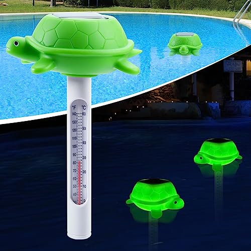 KingSom Termometro Galleggiante per Piscina,Termometro Piscina Solare con Luce di Tartaruga,Termometro per Piscina di Facile Lettura Notturna,Termometro da Piscina Impermeabile per il laghetto