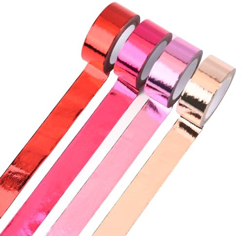URROMA monochrome bronzage Washi tape, 4 feuilles de rose rouge poudre or ruban Clip - up Card faire bricolage fournitures ruban décoratif