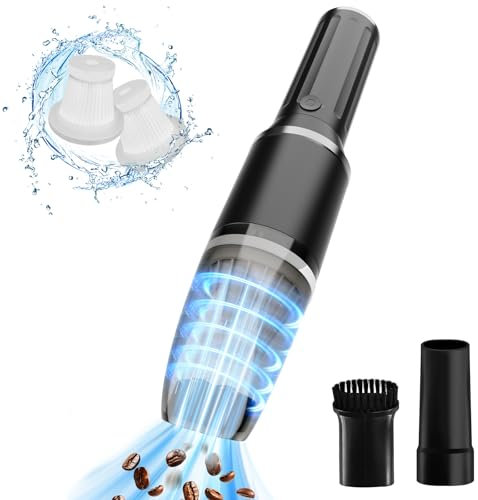 Tiazhan Aspirador de Mano,15000PA Mini Aspirador Portátil Ligero sin Cable,USB Recargable Aspirador Coche,Impermeable y de Bajo Ruido para el Hogar Coche,Alfombra,Oficina,Cocina,Pelo de Mascotas