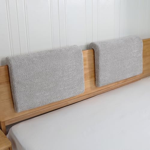 M Mute Touch Kopfteil zum Aufhängen im Schlafsaal mit abnehmbarem Berber-Fleece-Bezug, Polsterung, Lesekissen für Schlafzimmer, Grau, 2 Stück