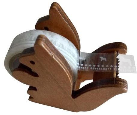 Distributore di nastro adesivo animale ufficio, distributore di nastro adesivo gatto,Taglierina nastro scoiattolo per ufficio - Dispenser di nastro adesivo in legno, supporto per rotolo di