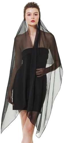 BEAUTELICATE Sheer Shawls and Wraps Crepe Textured Solid Scarf Stole for Women Wedding Evening Bride Bridesmaid Summer Spring Daily (One size, Black)