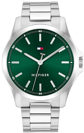 Tommy Hilfiger Uhr mit DREI-Zeiger-Quarzwerk für Herren mit Silbernes Edelstahlarmband - 1710672