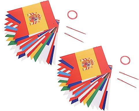 MUCKLILY 2 Stück WM-Flagge Flaggen der Länder Festival-Flagge kleine Flagge Länderflaggen Flaggendekoration Nationalflaggen Partyfahnen Dekorationen Partydekorationen Papier