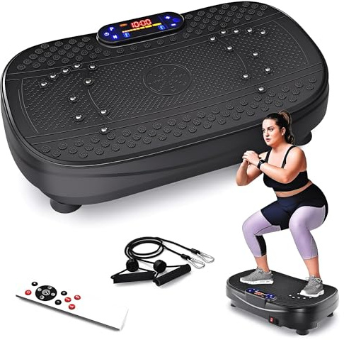 SAVEYOUR Piastra vibrante per la casa – Piastra vibrante con 120 livelli e 5 modalità, con bande di resistenza e telecomando, per bruciare i grassi, costruire i muscoli, modellare la figura ideale per