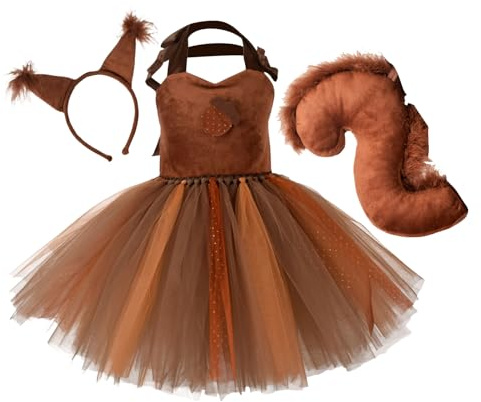 Vgvgaj Lot de 3 costumes d'écureuil pour enfant de 1 à 12 ans, jupe de ballet, bandeau, renard, écureuil, pour carnaval, Halloween, fête à thème