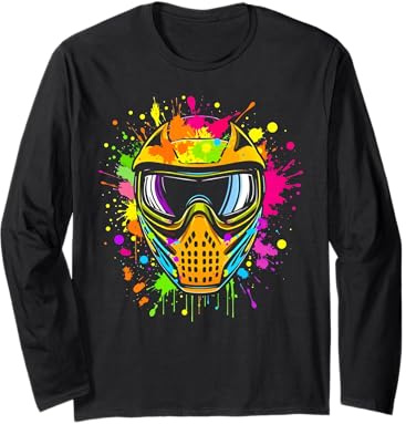Paintball Tactical Icon Mask Funny Gifts for Paintballers Long Sleeve T-Shirt