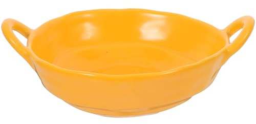 VANZACK Ciotola Zuppa in Ceramica Gialla Opaca con Manici Doppia Presa Resistente al Calore Capiente per Insalate e Minestre Adatta Microonde e Forno Multiuso per Casa e Cucina