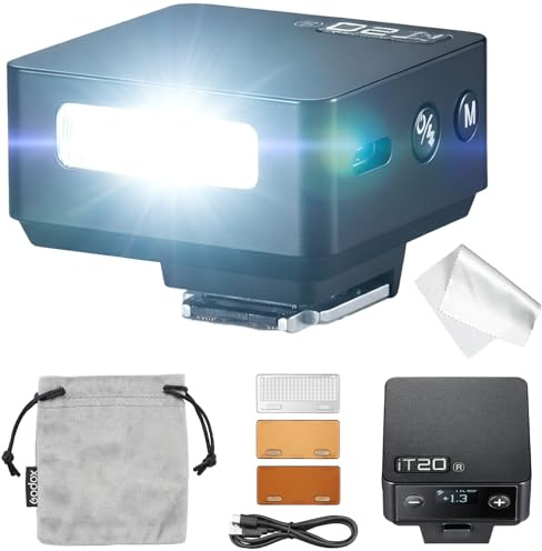 Godox iT20-R Mini Flash TTL para Ricoh GR III y GR IIIx – Flash de Cámara Compacto iT20R, Compatible con P-TTL, Batería Recargable USB-C, Incluye Filtros de Color Magnéticos