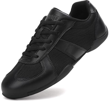SECHRITE Cheerleading Cheerleader skor, flickor, kvinnor, vita, svarta sneakers, skolskor, dansskor, nät, tennisskor, linje, dans, jazzskor, danssneakers